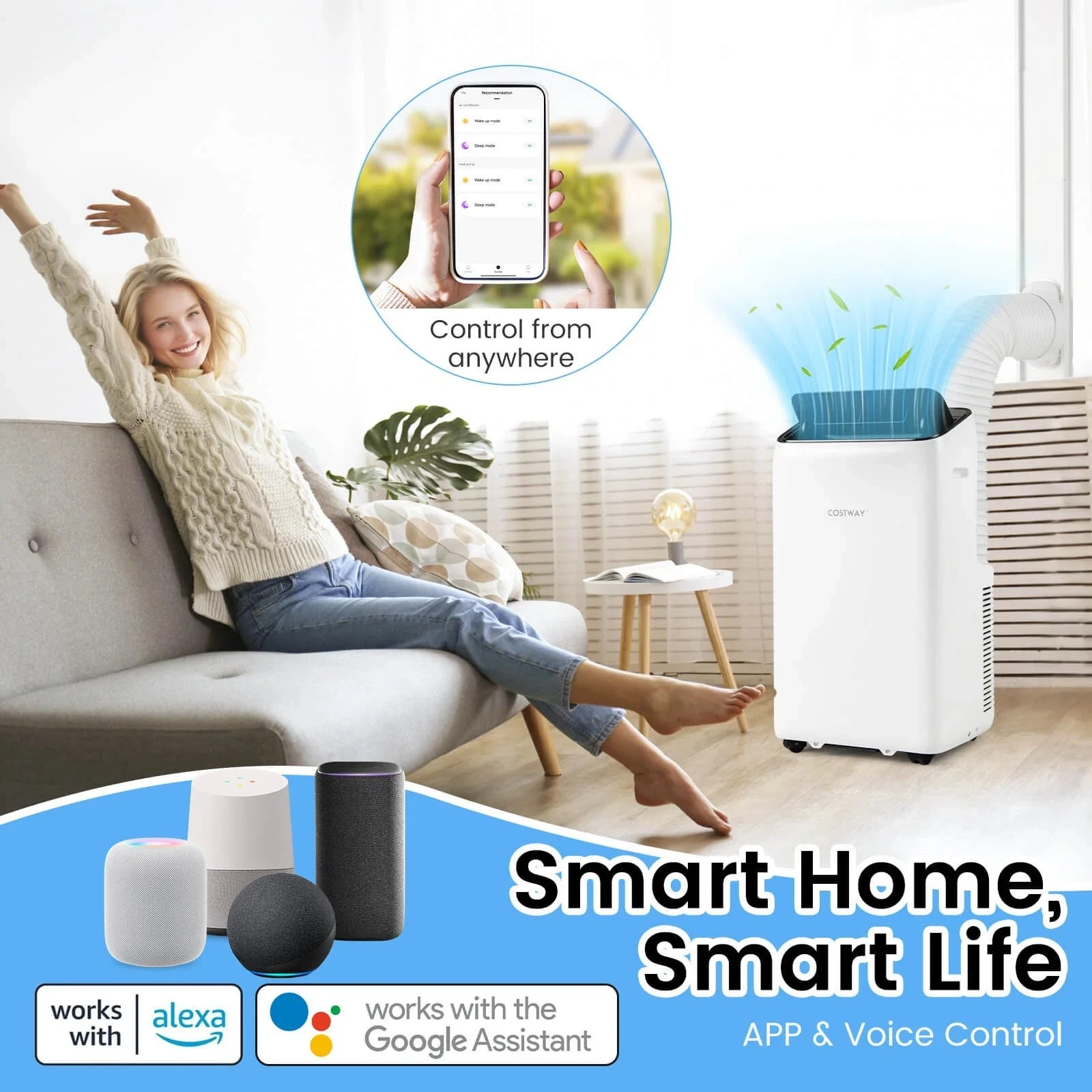 Eletriclife 14000 BTU Inverter Portable Air Conditioner WiFi Smart App/Voice Control for 650 sq ft Rooms