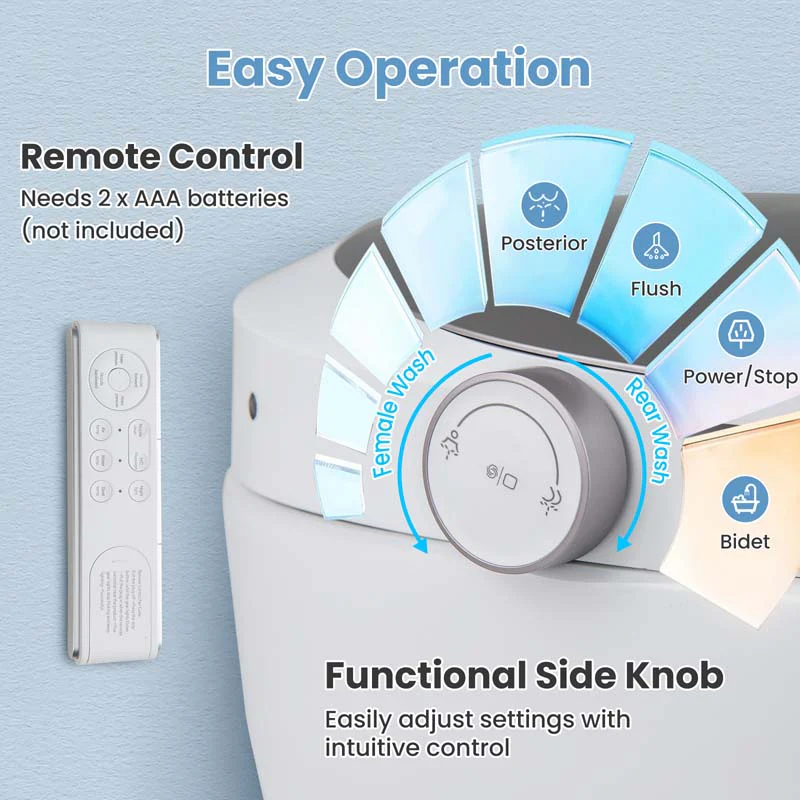 Eletriclife One-Piece Smart 1.28 GPF Elongated Bidet Toilet Seat with Night Light