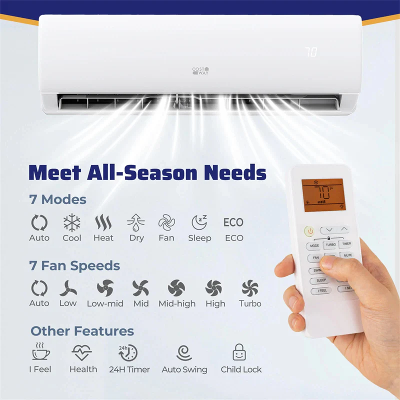 Eletriclife 23000 BTU 208/230V 17 SEER2 Wifi Mini Split Air Conditioner & Heater Pump System