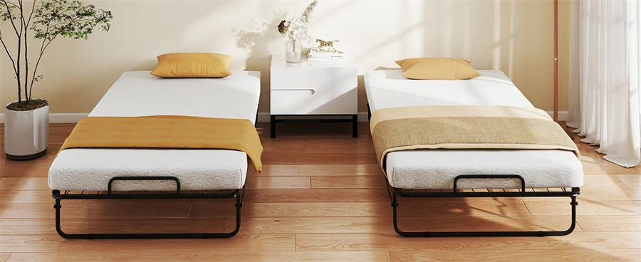 Eletriclife Twin Size Folding Bed with Memory Foam Mattress, Rollaway Guest Bed for Adults