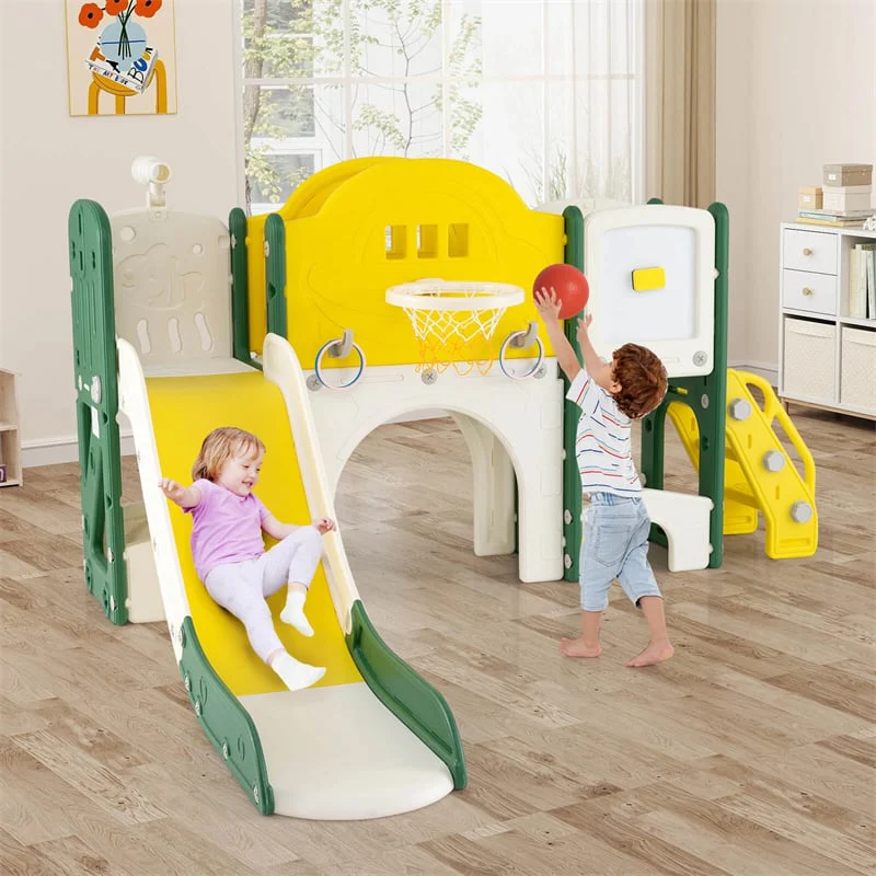 Eletriclife 10-in-1 Toddler Slide Set Kids Slide Climber Playset with Magnetic Whiteboard