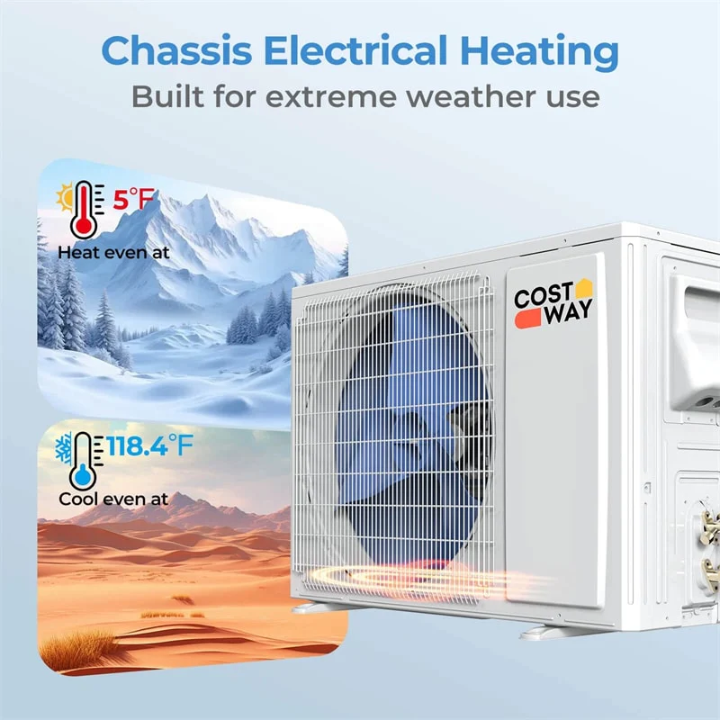 Eletriclife 9100 BTU 20.5 SEER2 115V Inverter Ductless Mini Split AC & Heat Pump System with Full Installation Kit