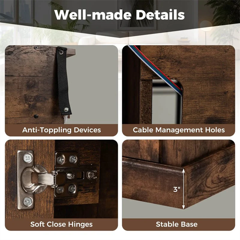Eletriclife 58" Electric Fireplace TV Stand for 65" TVs Entertainment Center with 28" Fireplace Heater Insert