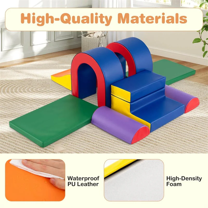 Eletriclife 10-Piece Foam Climbing Blocks Soft PU Leather Play Gym Lightweight Baby Climber Structure
