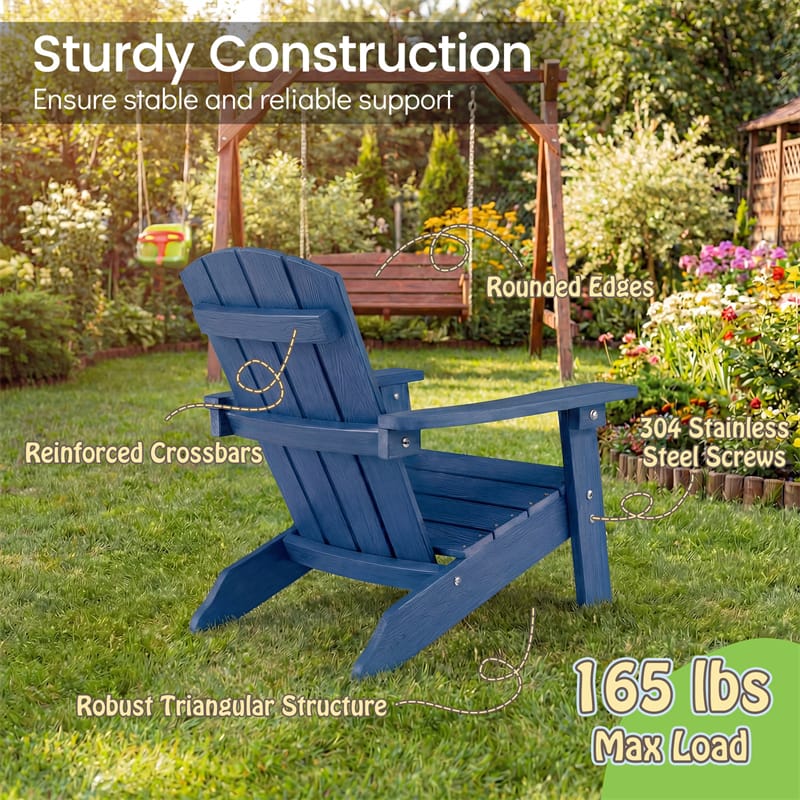 Eletriclife Kids Adirondack Chair All-Weather HIPS Outdoor Chair with Ergonomic High Backrest