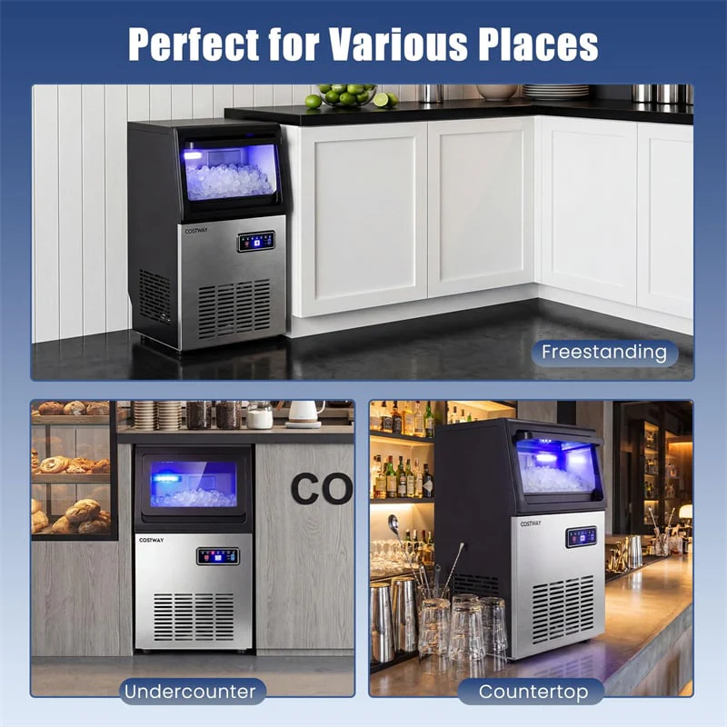 Eletriclife 90 LBS/24H Commercial Nugget Ice Maker Undercounter Chewable Pellet Ice Machine with Self-Cleaning