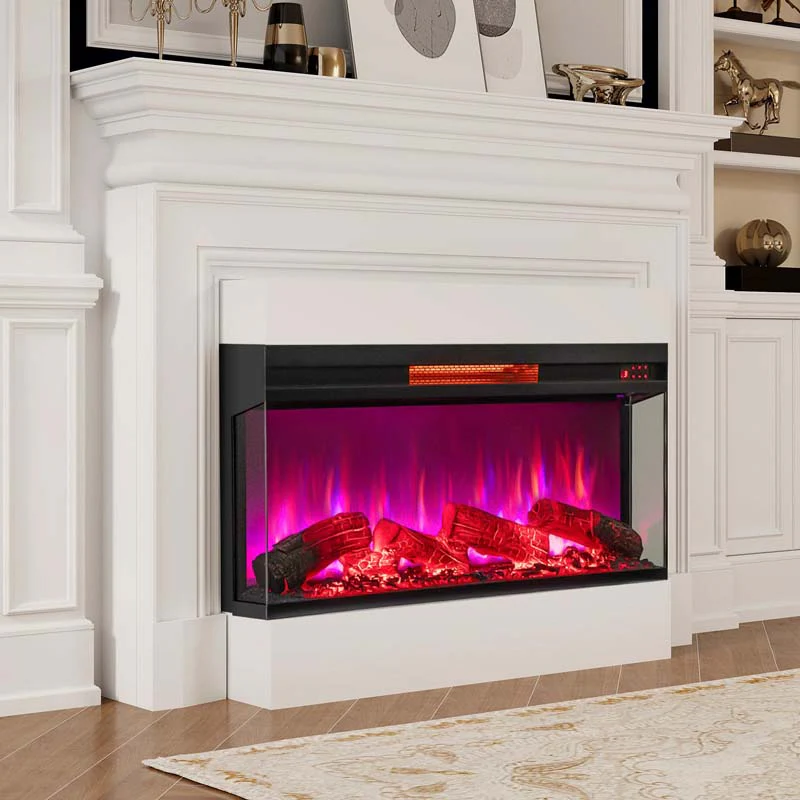 Eletriclife 36 Inch 3-Sided 1500W Electric Fireplace with 7-Color Flame