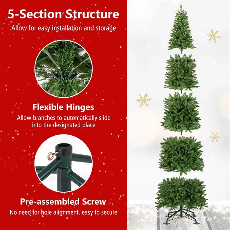 Eletriclife 12 FT Pre-Lit Slim Pencil Christmas Tree with 1000 Warm White LED Lights for Holiday Decoration