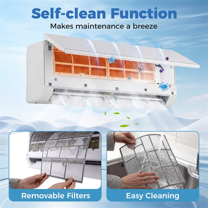 Eletriclife Blast Pro 12000 BTU Wifi Enabled Mini Split Air Conditioner & Heater 20 SEER2 208/230V Energy Efficient Inverter Ductless AC