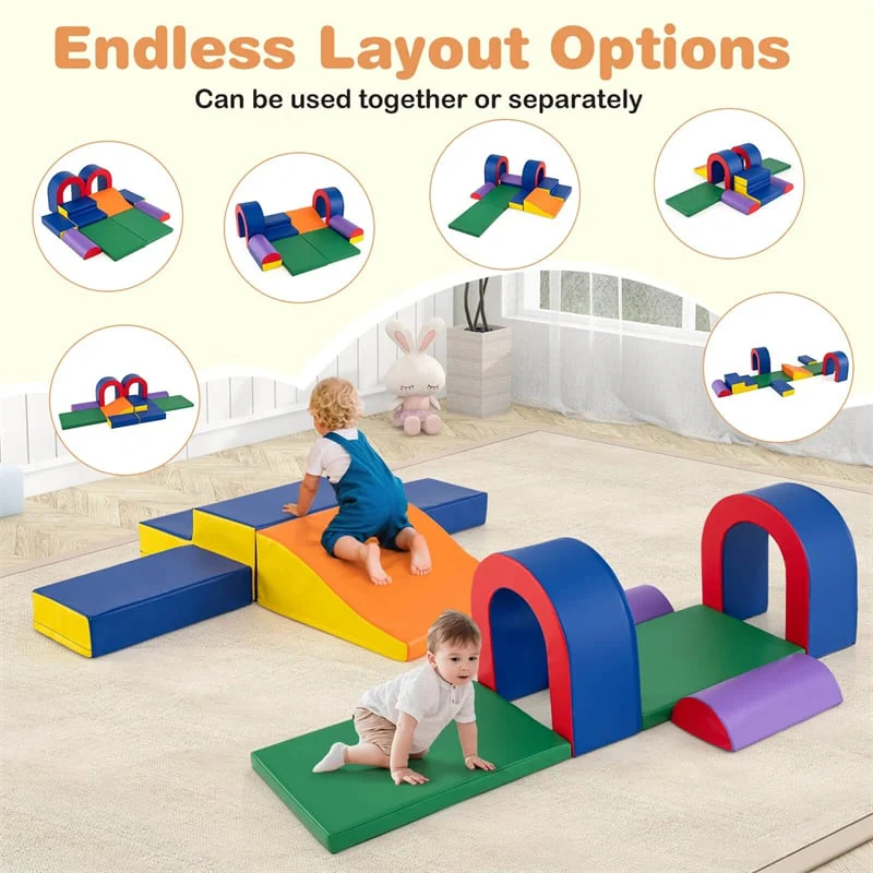 Eletriclife 10-Piece Foam Climbing Blocks Soft PU Leather Play Gym Lightweight Baby Climber Structure