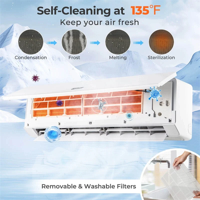 Eletriclife 18K BTU 25 SEER2 208-230V Mini Split Air Conditioner with Heat Pump, WiFi Enabled & Alexa, Energy Star Certified