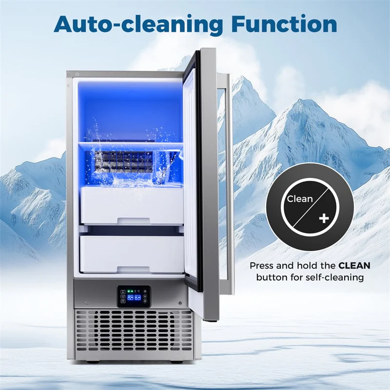 Eletriclife 90 LBS/Day Commercial Undercounter Ice Maker 15" Built-in Freestanding Ice Making & Cooling Machine