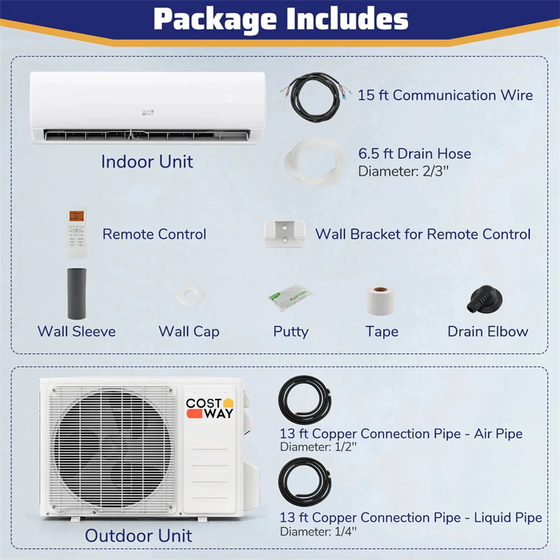 Eletriclife 23000 BTU 208/230V 17 SEER2 Wifi Mini Split Air Conditioner & Heater Pump System