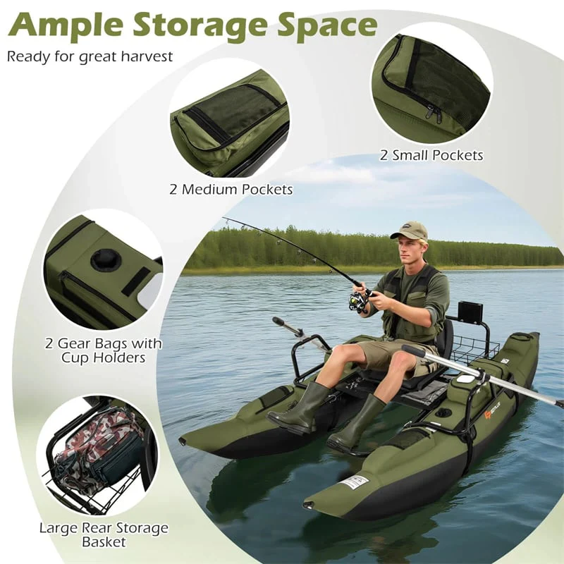 Eletriclife Inflatable Fishing Float Tube with Foldable Padded Seat & Adjustable Footrest