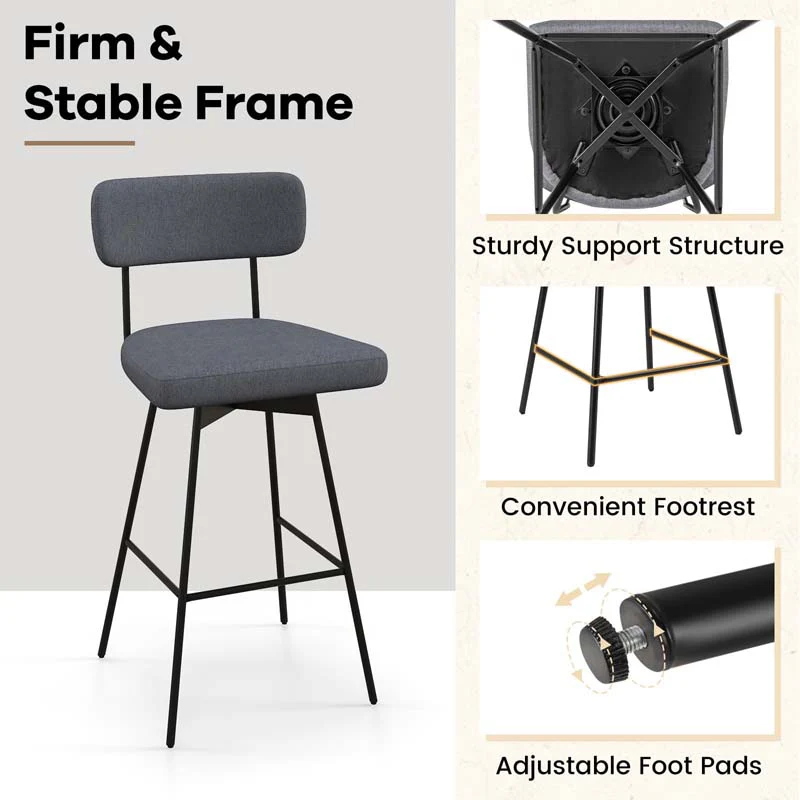 Eletriclife 29 Inch Counter Height Upholstered Swivel Bar Stool
