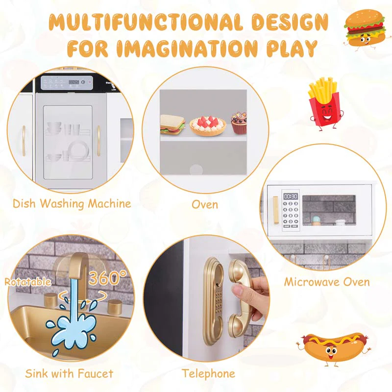 Eletriclife Pretend Play Kitchen with Utensils for Kids Aged 3 