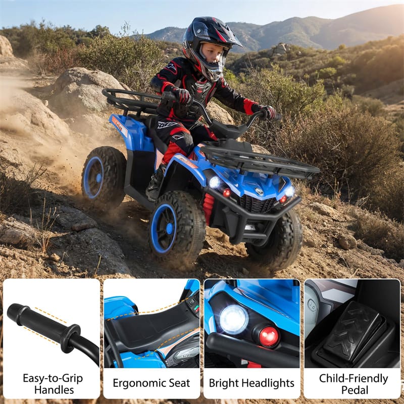 Eletriclife 24V Kids ATV Ride On Quad Electric 4 Wheeler Toy with LED Headlights & Storage