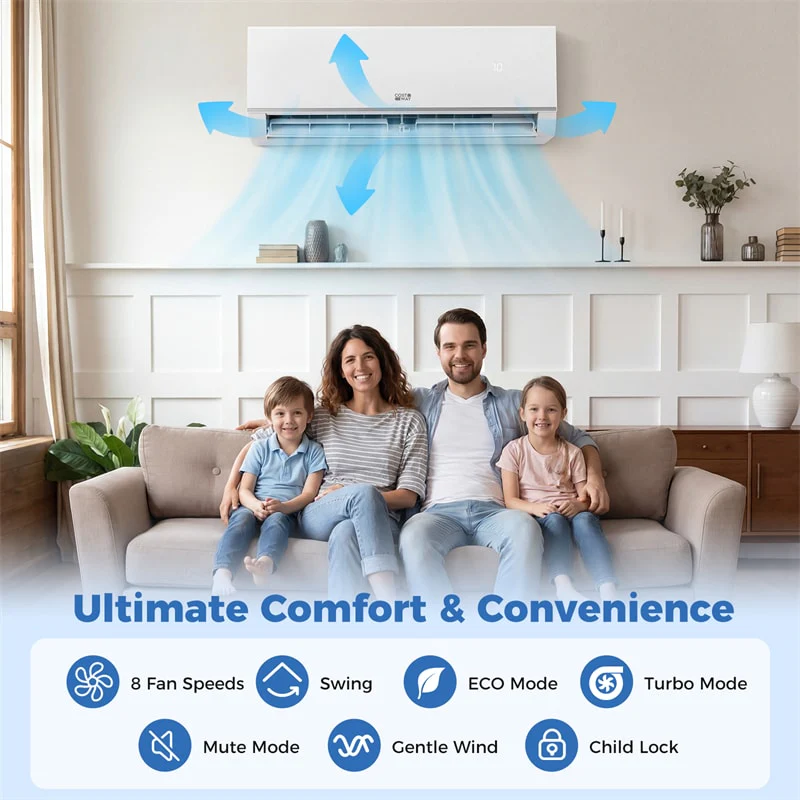Eletriclife Blast Pro 12000 BTU Wifi Enabled Mini Split Air Conditioner & Heater 20 SEER2 208/230V Energy Efficient Inverter Ductless AC