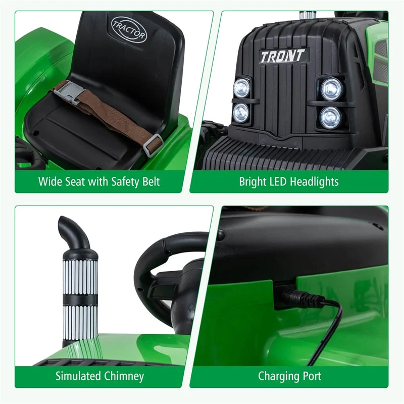 Eletriclife 24V Ride On Tractor with Detachable Trailer & Remote Control for Kids Ages 3