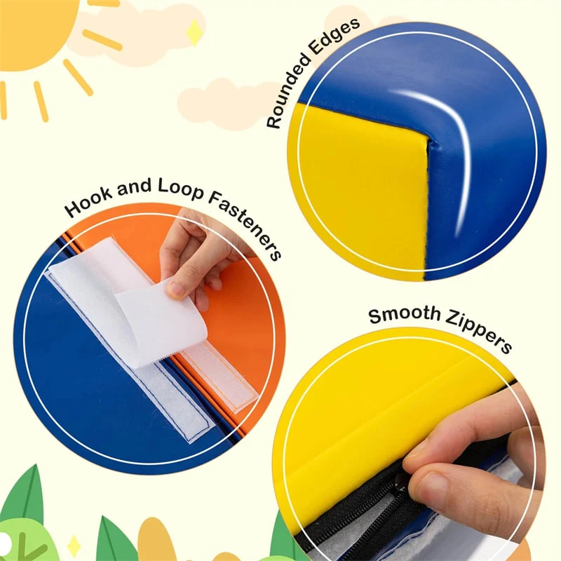 Eletriclife 10-Piece Foam Climbing Blocks Soft PU Leather Play Gym Lightweight Baby Climber Structure