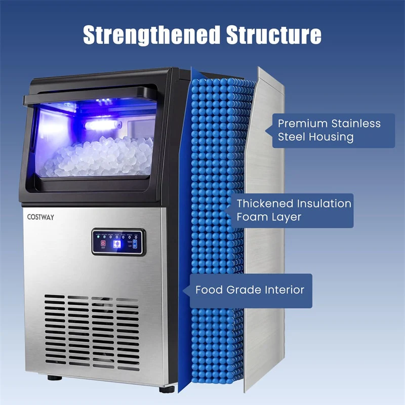 Eletriclife 90 LBS/24H Commercial Nugget Ice Maker Undercounter Chewable Pellet Ice Machine with Self-Cleaning