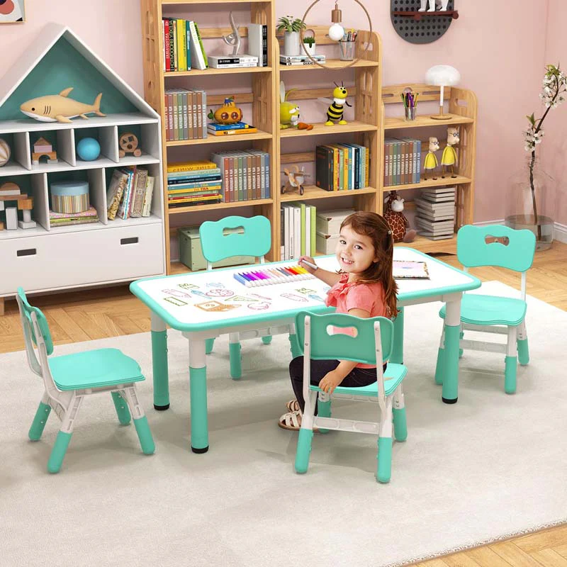 Eletriclife Kids Table and Chairs Set for 4 with Graffiti Desktop