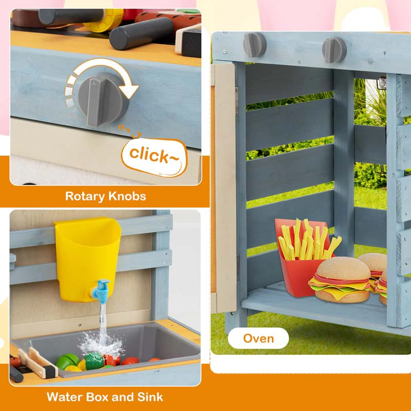 Eletriclife 2 in 1 Wooden Mud Kitchen with Removable Water Box  and Storage Bag