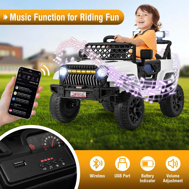 Eletriclife 12V Kids Ride on Truck Car with Parental Remote and Music Player