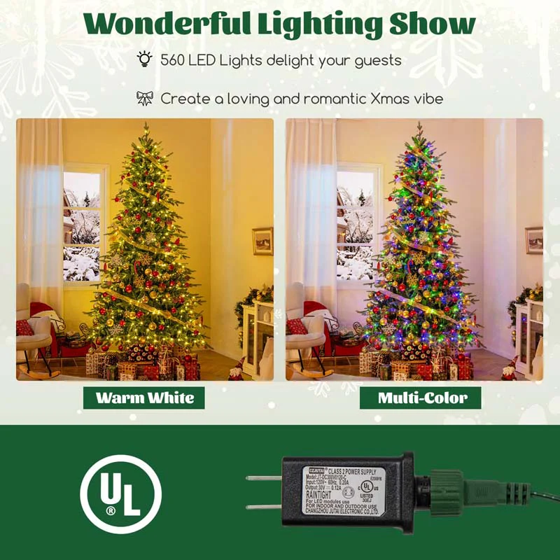 Eletriclife 6/7.5/9 Feet Pre-Lit Artificial Christmas Tree with Warm White LED Lights