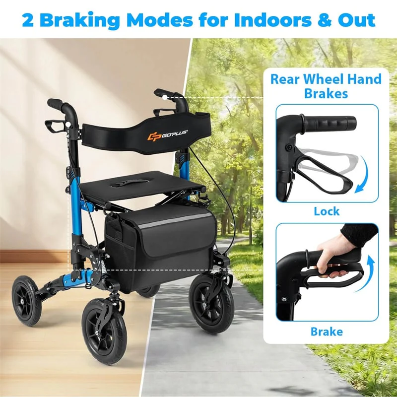 Eletriclife Rollator Walker for Seniors 300lbs Capacity Folding Rolling Walker with Seat