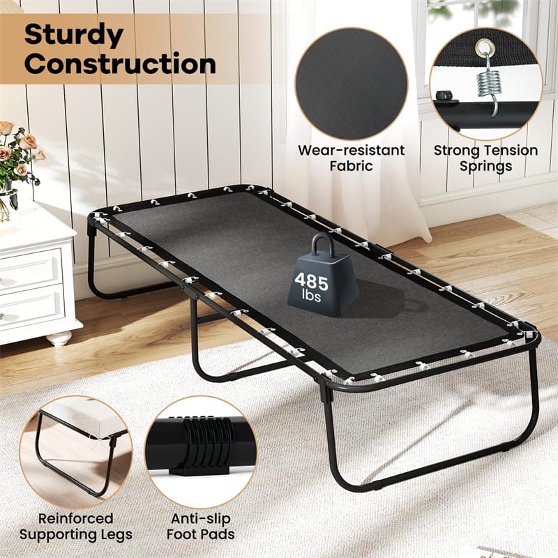 Eletriclife Cot Size Rollaway Folding Guest Bed with Memory Foam Mattress