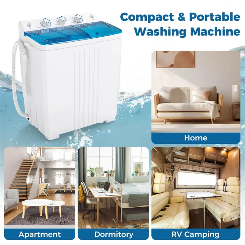 Eletriclife Portable Washing Machine 2-in-1 Twin Tub 20LB Capacity with Built-in Drain Pump for Apartment Dorm RV