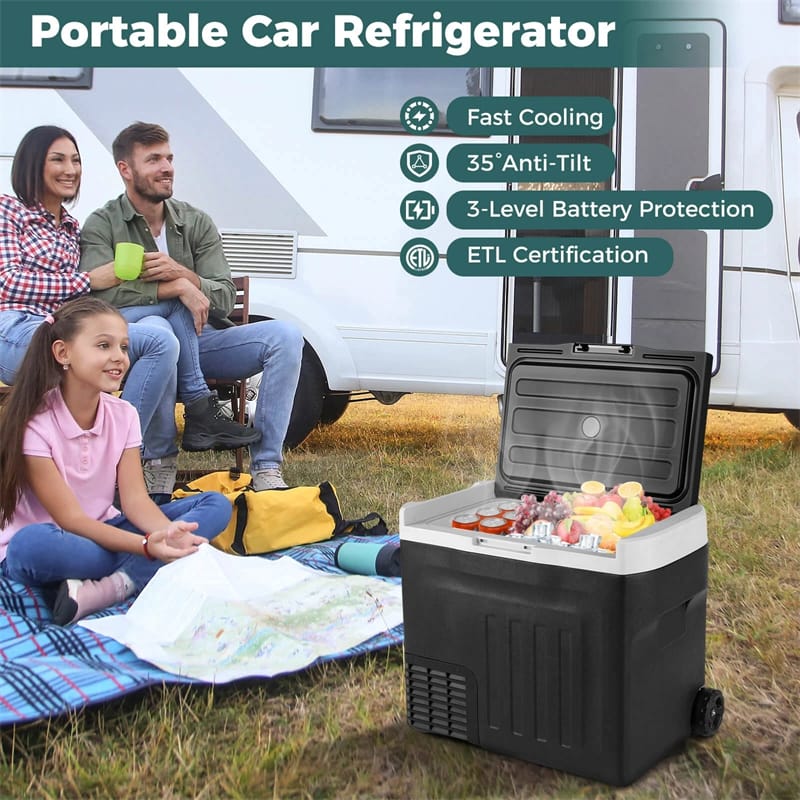 Eletriclife 23/32/42QT Portable Car Refrigerator with -4°F~68°F Adjustable Range, 12V/24V Electric Cooler for Camping
