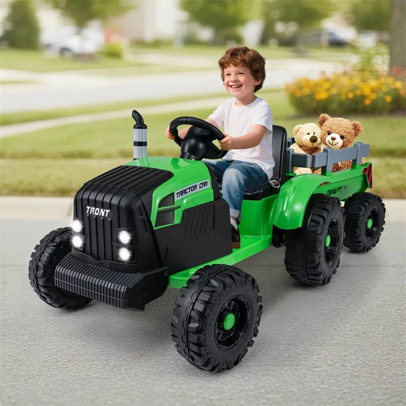 Eletriclife 24V Ride On Tractor with Detachable Trailer & Remote Control for Kids Ages 3