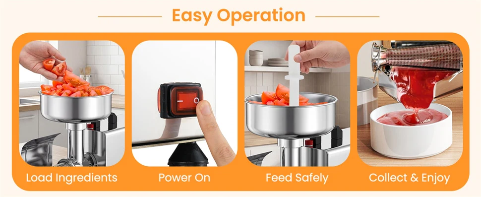 Eletriclife 450W Electric Tomato Strainer Commercial Stainless Steel Sauce Maker 350 lbs/h Food Milling Machine