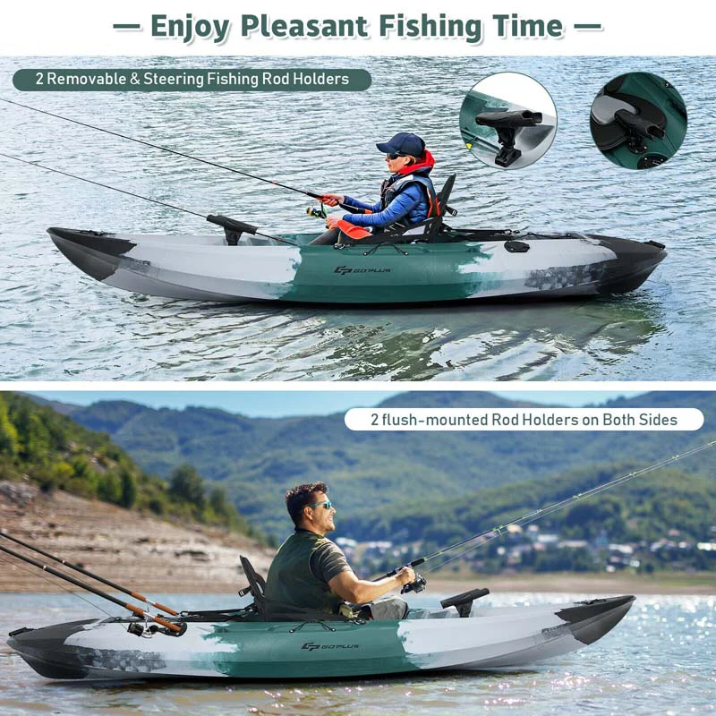 Eletriclife Sit-on-Top Fishing Kayak Boat With Fishing Rod Holders and Paddle