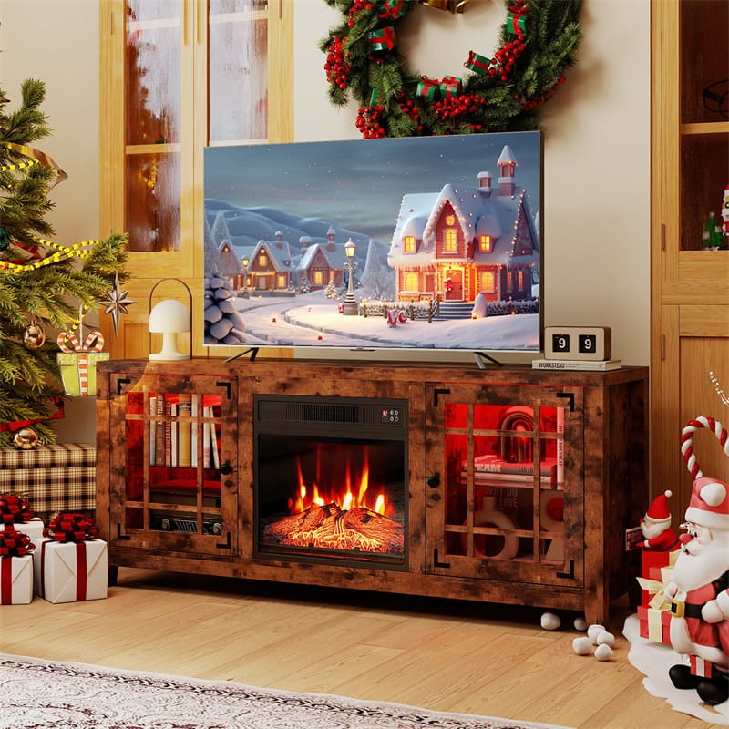 Eletriclife 58" Electric Fireplace TV Stand Entertainment Center for 65 inch TV with 18" Heater