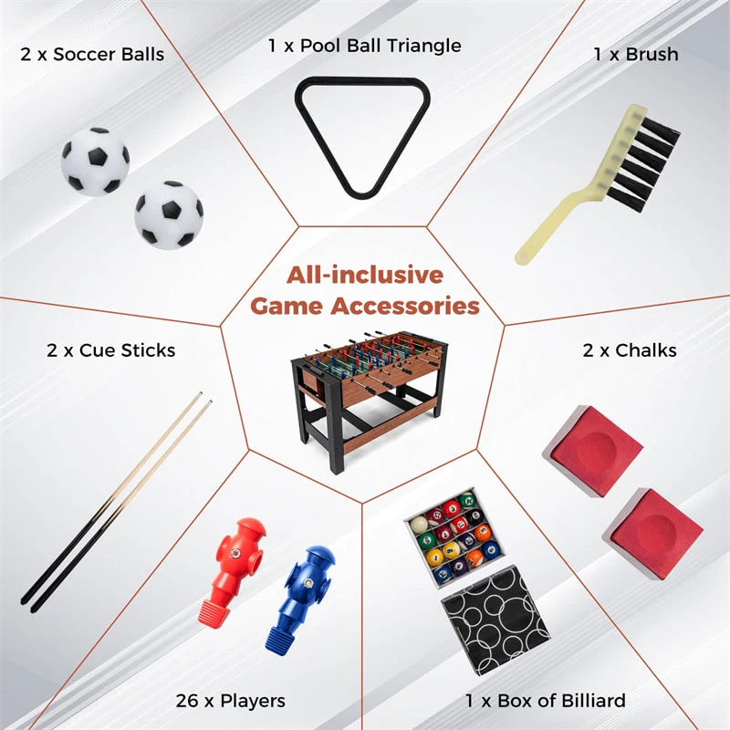 Eletriclife 2-in-1 Swivel Game Table 54" Full Size Foosball & Pool Combo Table for Indoor Arcade Game Room