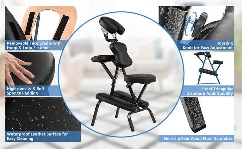 Eletriclife Portable Lightweight Massage Chair Travel Massage Tattoo Spa Chair with Carrying Bag
