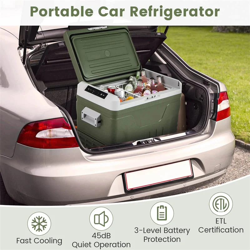 Eletriclife 12/24V Car Refrigerator Portable Car Fridge Freezer Electric Cooler with Wheels & Adjustable Range for Camping RV Travel
