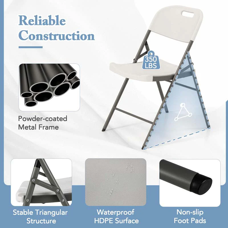 Eletriclife Folding Stackable Chairs with Metal Frame and Carrying Handle