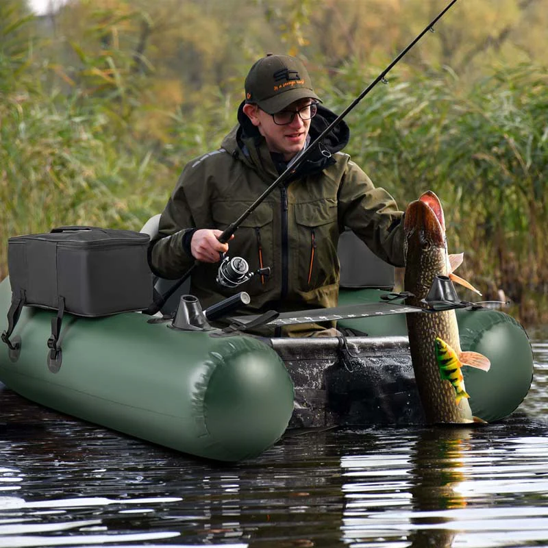 Eletriclife Inflatable Fishing Float Tube for Angling with Fish Ruler and Angling Base