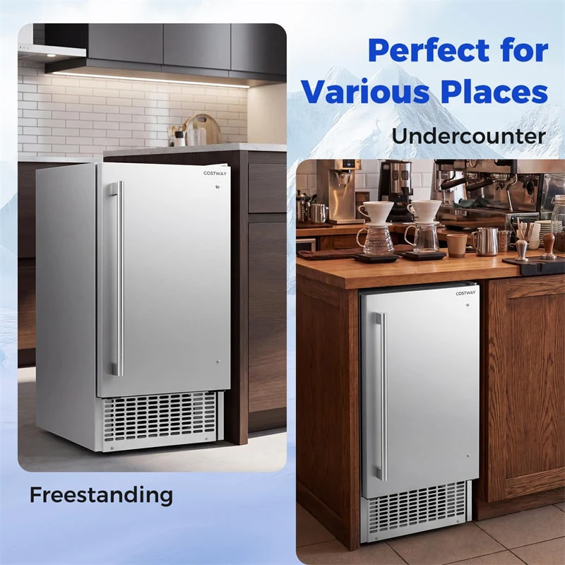 Eletriclife 110 LBS/24H Commercial Ice Maker 15" Built-in Undercounter Ice Machine with 25 LBS Storage