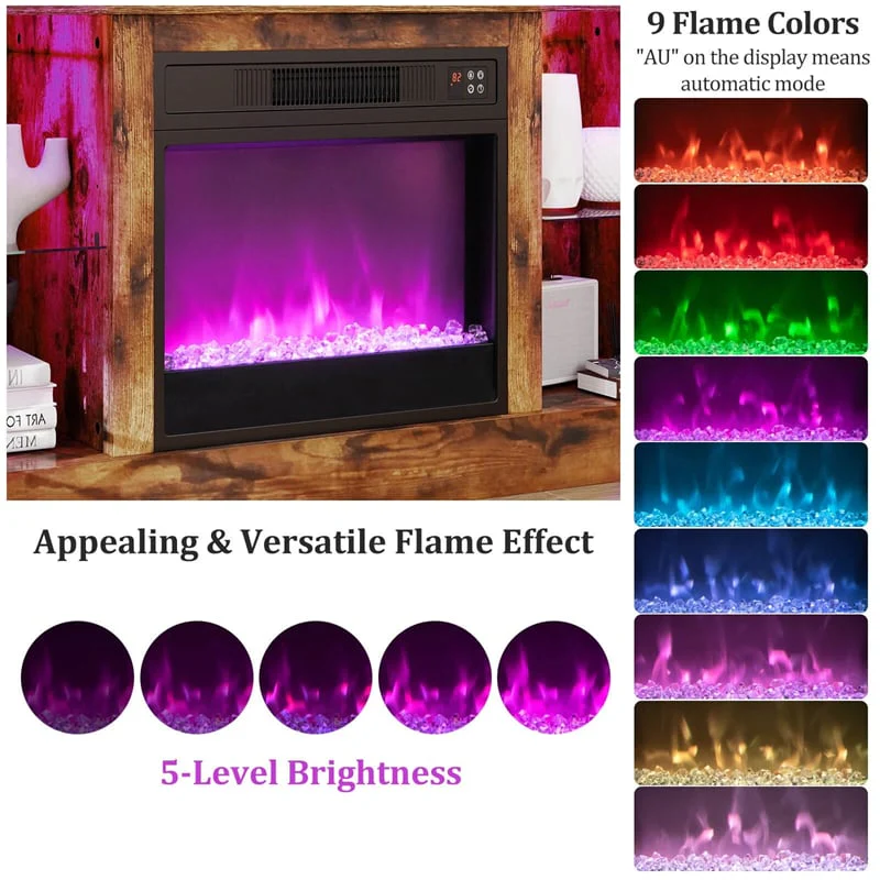 Eletriclife 48" Electric Fireplace TV Stand for TVs up to 55" with 18" Fireplace & 16-Color LED Lights