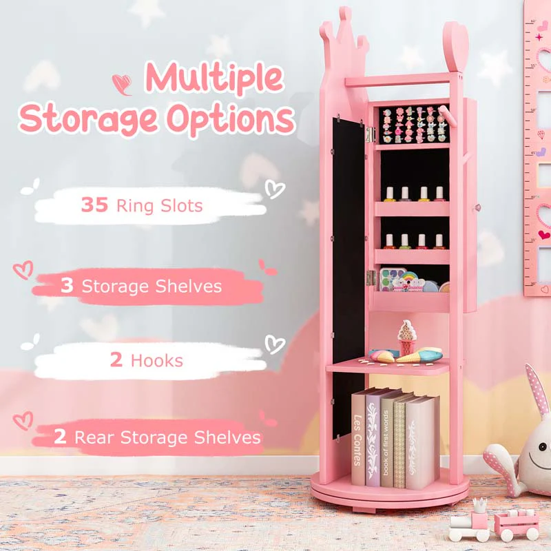 Eletriclife Kids Room Furniture Set Princess Vanity Table and Stool Set with Mirror and Drawer