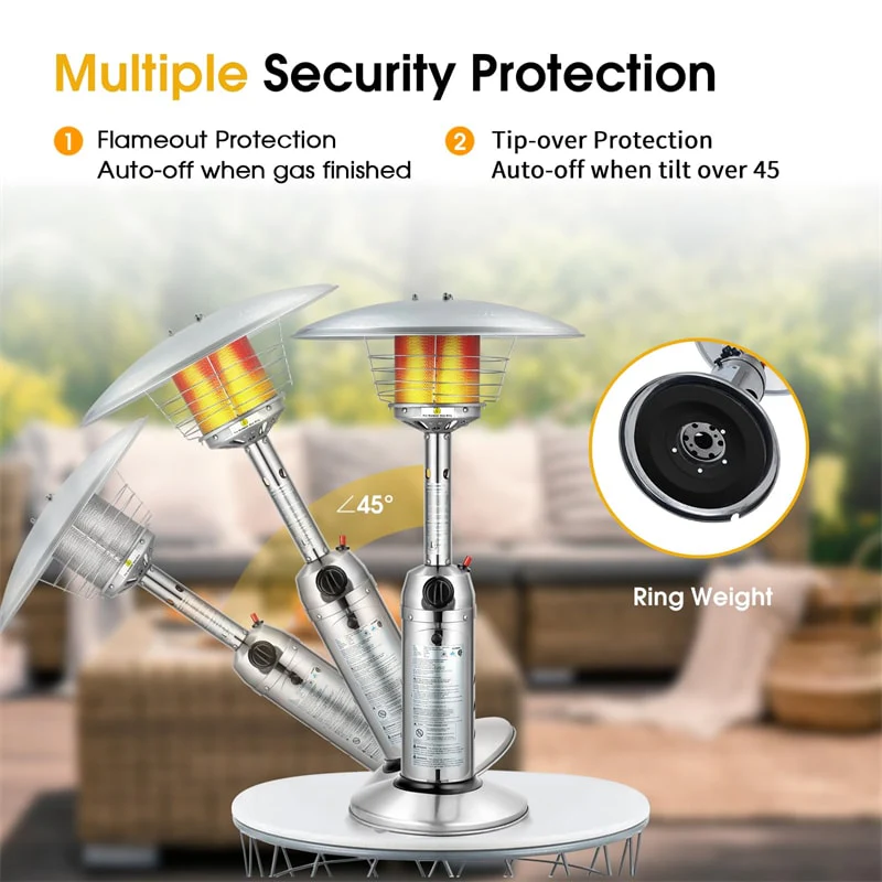 Eletriclife 11,000 BTU Tabletop Propane Patio Heater Portable Outdoor Heater with Adjustable Flame