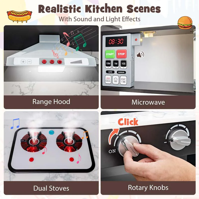 Eletriclife Kids Corner Pretend Kitchen Playset with Separated Washing Basin
