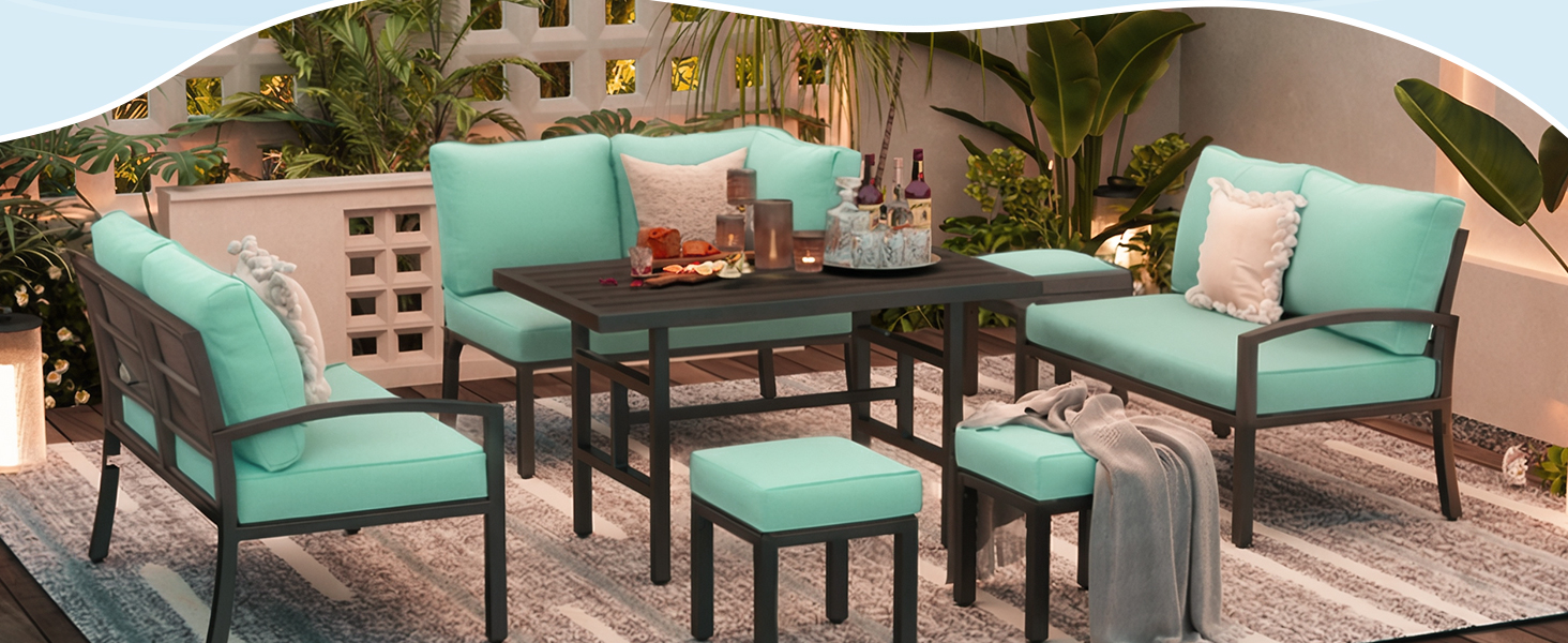 Outdoor Dining Sofa Set with Table&Chair