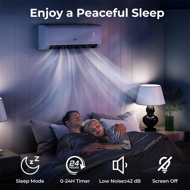 Eletriclife 9100 BTU 20.5 SEER2 115V WiFi Enabled Mini Split AC with Heat Pump, Alexa Compatible - Airtural Series