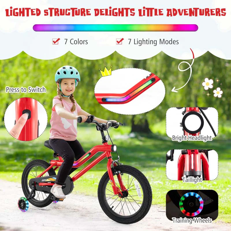 Eletriclife LED Lighted Kids Bike with Training Wheels and Headlight
